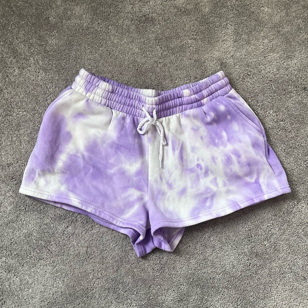 Purple tye-dye sweat shorts